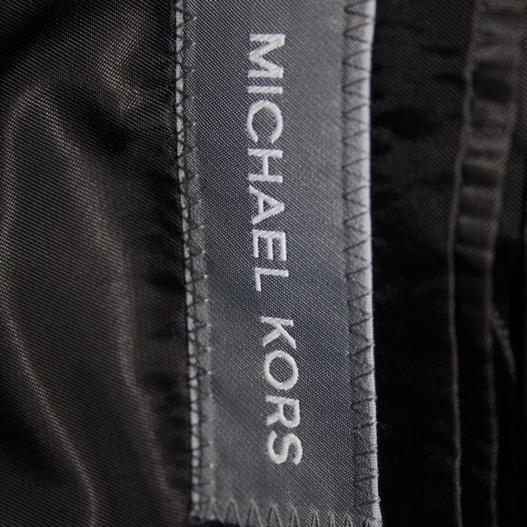 Michael Kors $495 Kavon Sz 42L Black Buttons Lined Wool Nylon Cashmere Coat - Picture 13 of 16